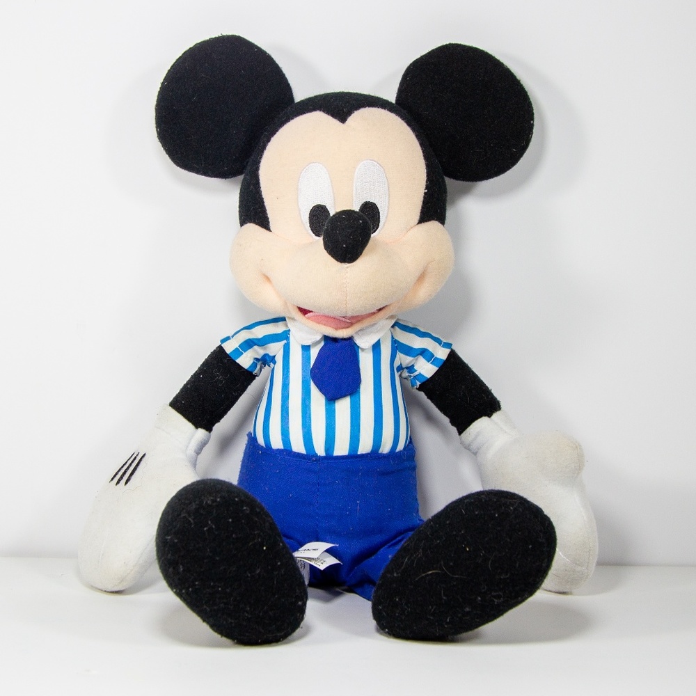 Disney Blue Striped Shirt Mickey Mouse 15" Plush